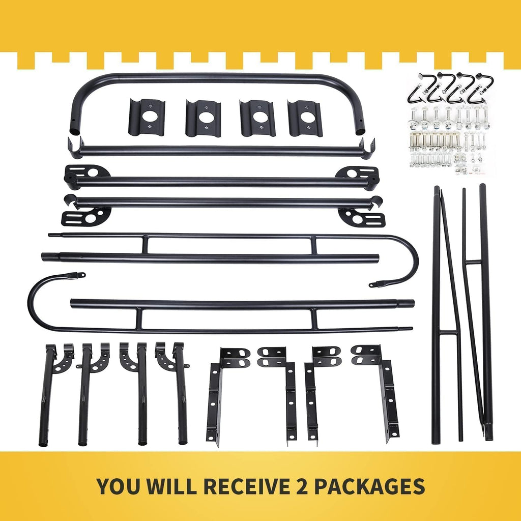 ECOTRIC 1000 LBS Adjustable 58"-69" Universal Truck Bed Rack Contractor Ladder Pickup Lumber Utility Kayak Full Size Rack 60"(W) x 138"(L) x 34"(H) (Notice:You Will Receive Two Packages for This Item)