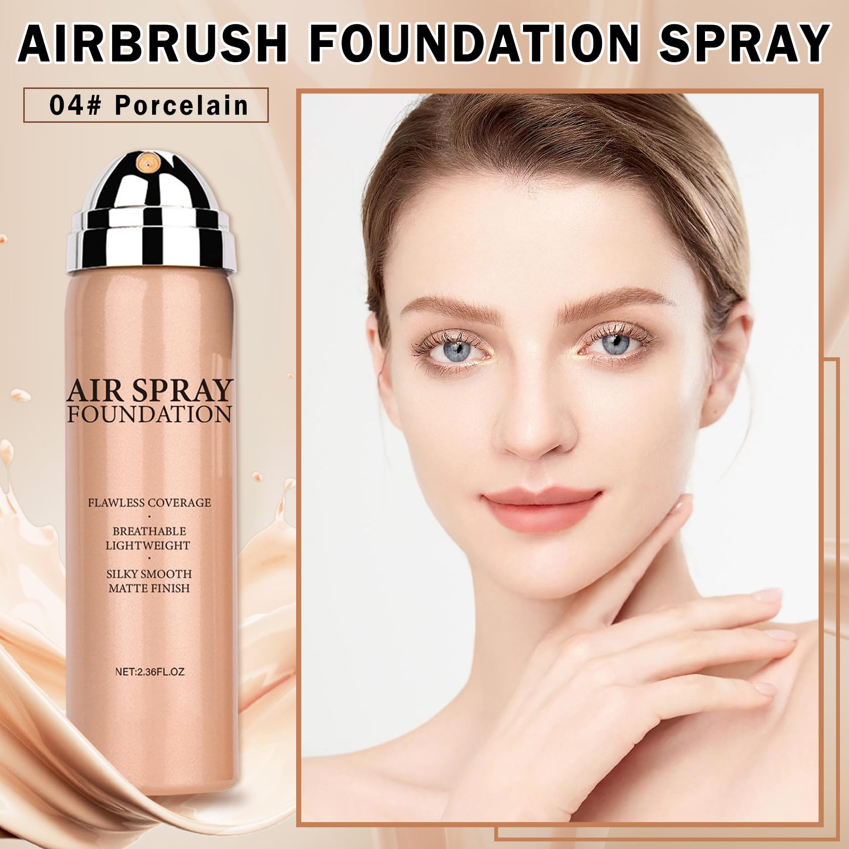 Air Brush Makeup Foundation and Makeup Primer for Face,Hydrates and Moisturizes,Buildable Coverage with Anti-aging Formula for Smooth Radiant Skin (01 Natural/Warm Porcelain)