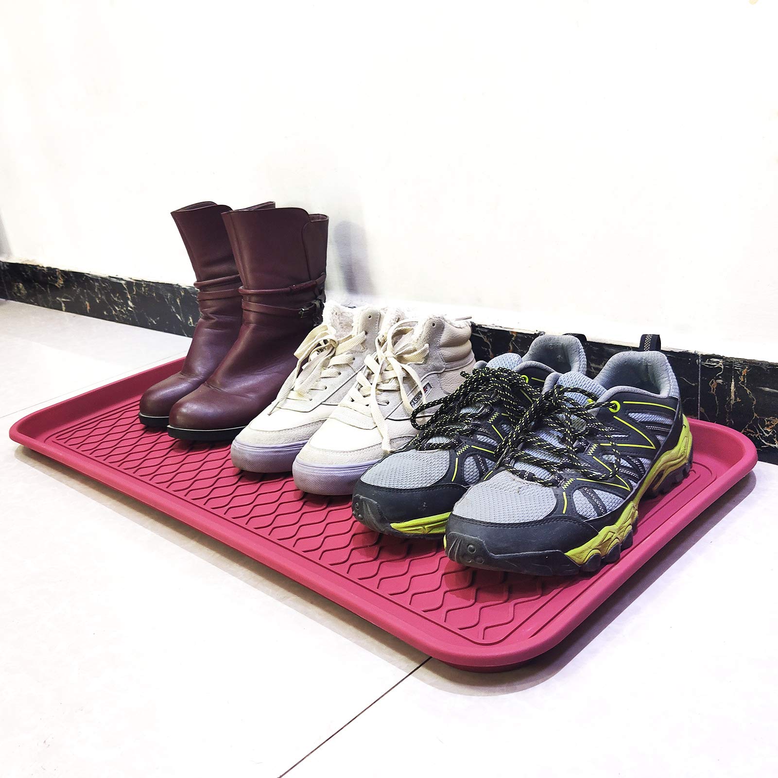 2 Pack Large Multifunctional Tray Mat Washable Indoor or Outdoor Tray Mat for Shoes Boots Plants Pots Paint Tins Pet Bowls Car Storage, 30 x 15 x 1.2 Inches