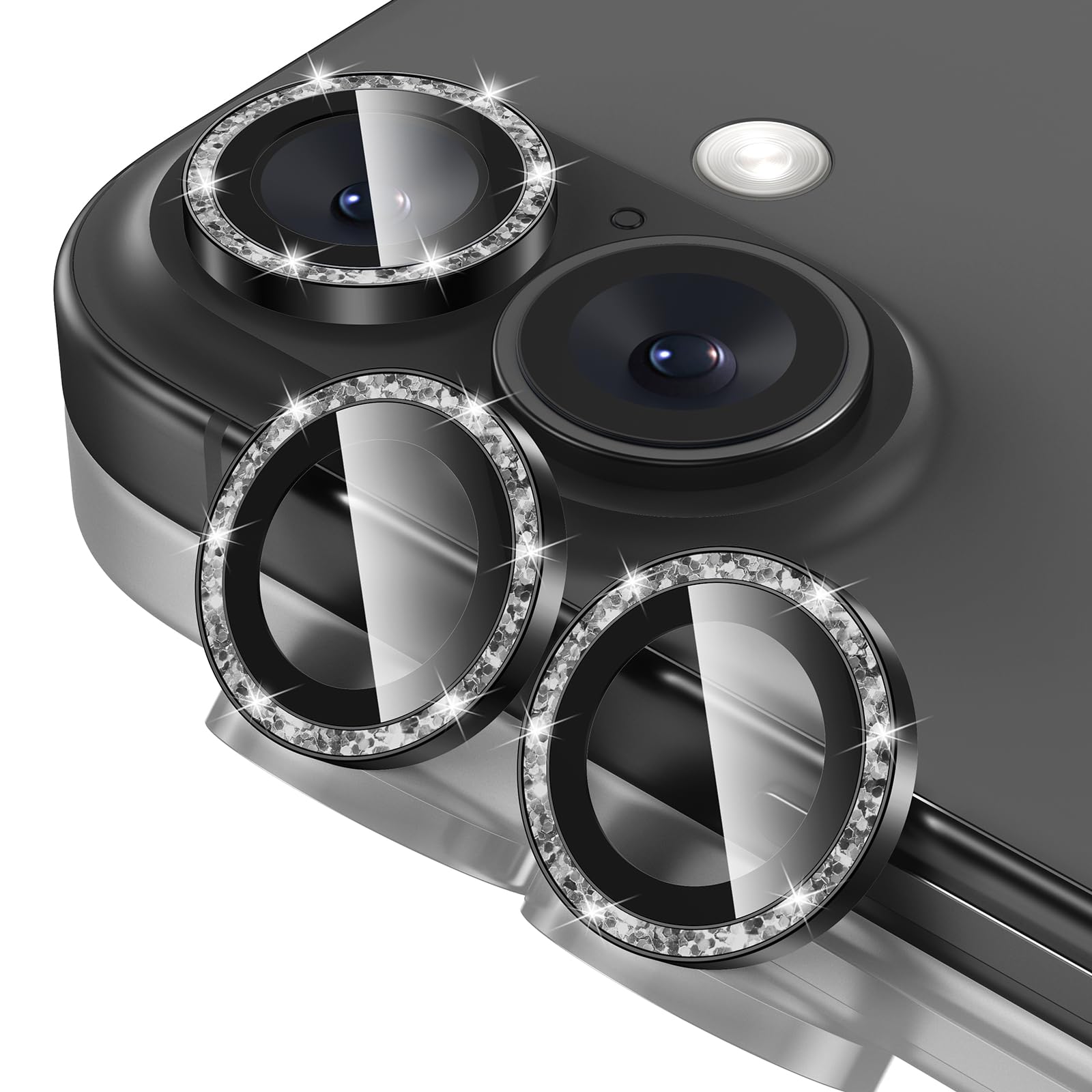 Tensea for iPhone 13 mini/iPhone 13 Camera Lens Protector, 9H Tempered Glass Camera Cover Screen Protector Metal Individual Ring for iPhone 13mini 5.4 inch /13 6.1 inch
