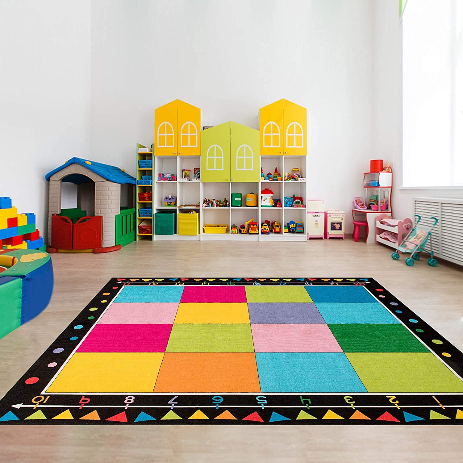 Booooom Jackson Classroom Rug Large Colorful Classroom Carpet with Non-Slip Backing, 9 x 12 ft Children's Classroom Seating Rug Elementary