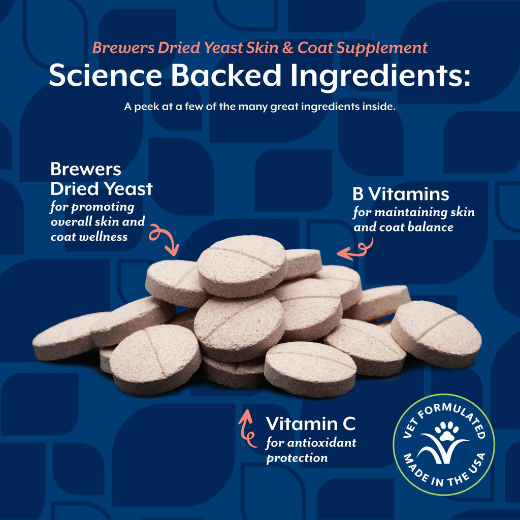 NaturVet – Brewer’s Dried Yeast Formula with Garlic Flavoring – Plus Omegas | Rich in Omega-3, 6 & 9 Fatty Acids | Fortified with B1, B2, Niacin & Vitamin C | For Dogs & Cats | 5000 Chewable Tablets