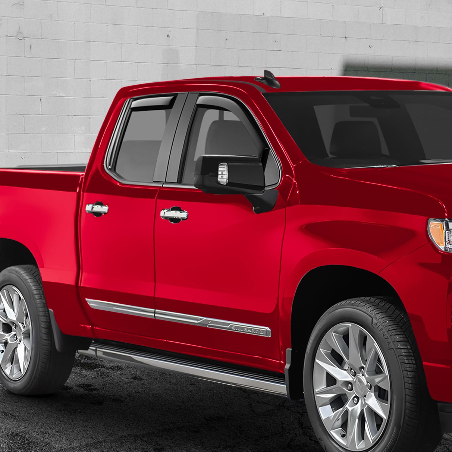 Voron Glass in-Channel Extra Durable Rain Guards for Trucks Chevrolet (Chevy) Silverado/GMC Sierra 2014-2018 Crew Cab, Window Deflectors, Vent Window Visors, 4 Pieces - 220009