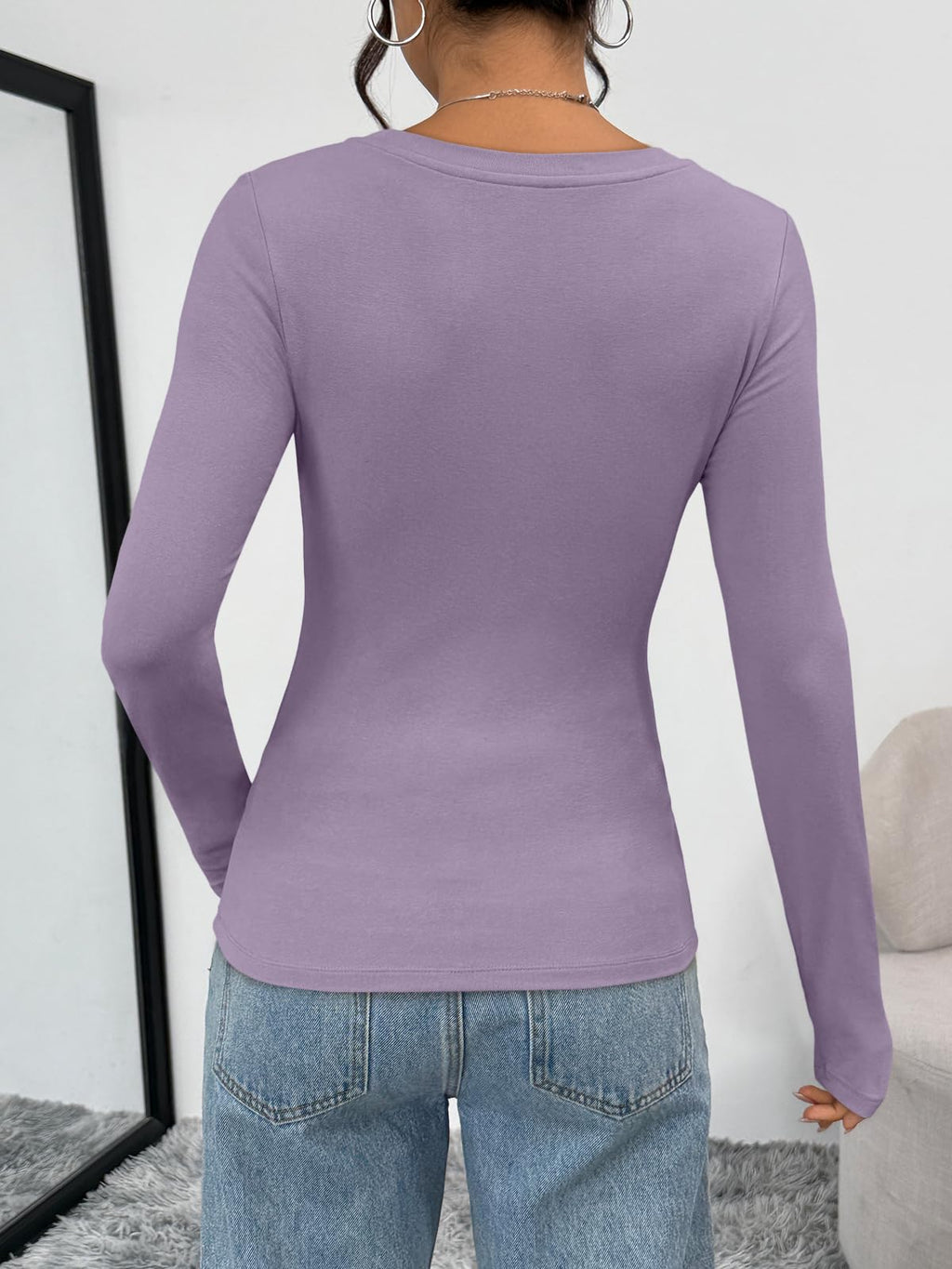 Trendy Queen Womens Long Sleeve T-Shirts Basic Crop Tops 2026 Spring Fashion Outfits Going Out Winter Clothes