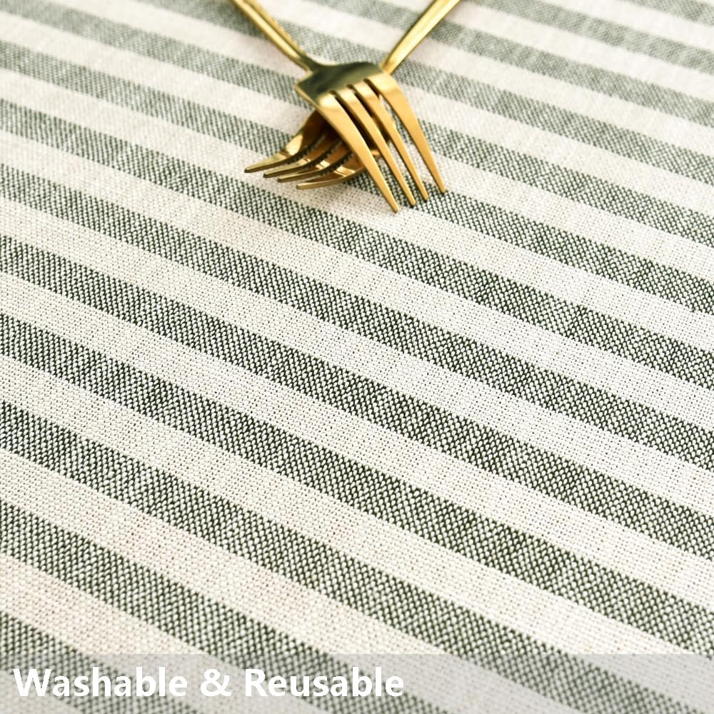 TruDelve Cotton Table Cloth Square Tables Beige Striped Tablecloths Fall Outdoor Tablecloth for Picnic Table Cover (Beige,55"x55",Square)
