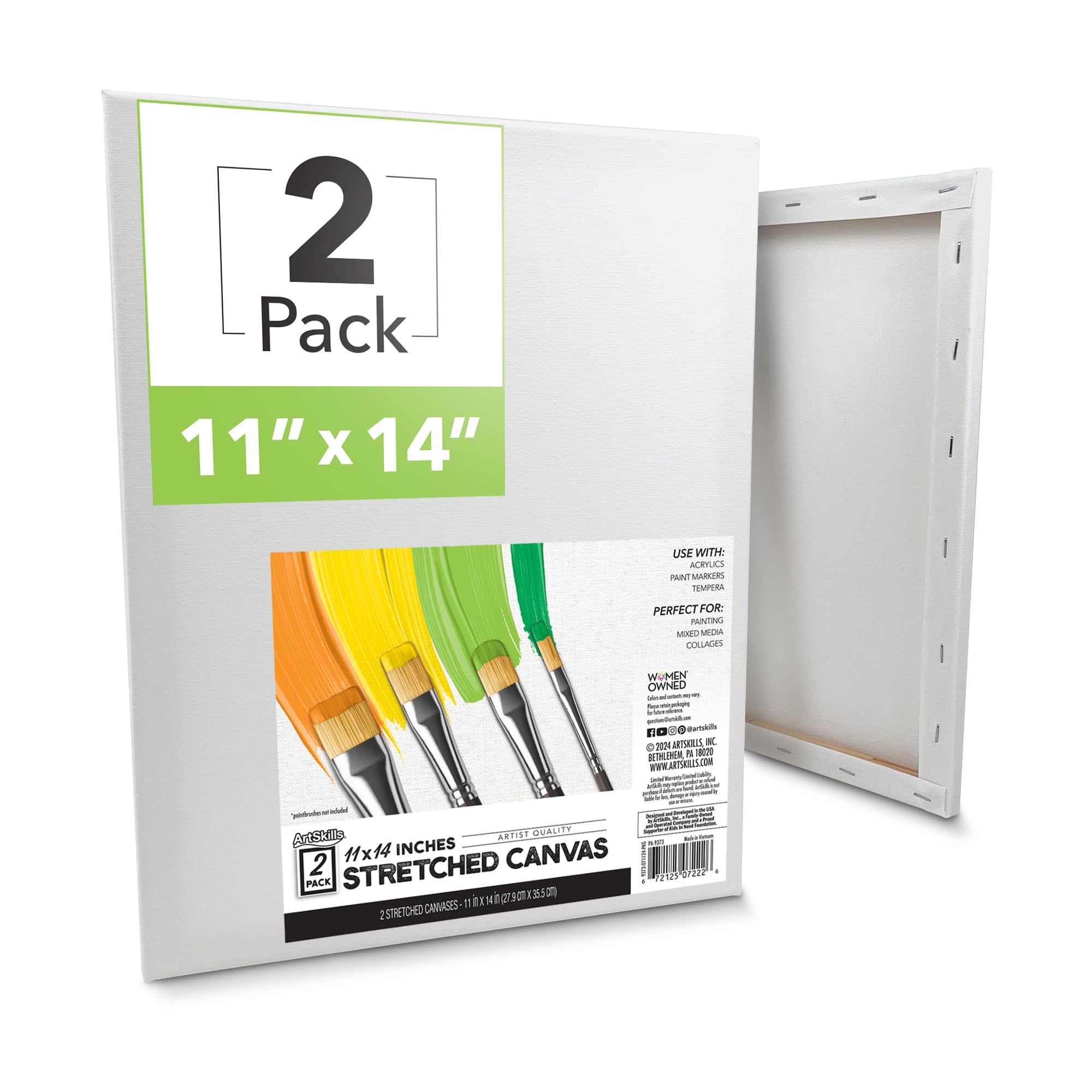 ArtSkills Stretched Canvases for Painting, 5x7 Canvas Painting Supplies for Artists, Blank Canvas Pack, 2-Pack