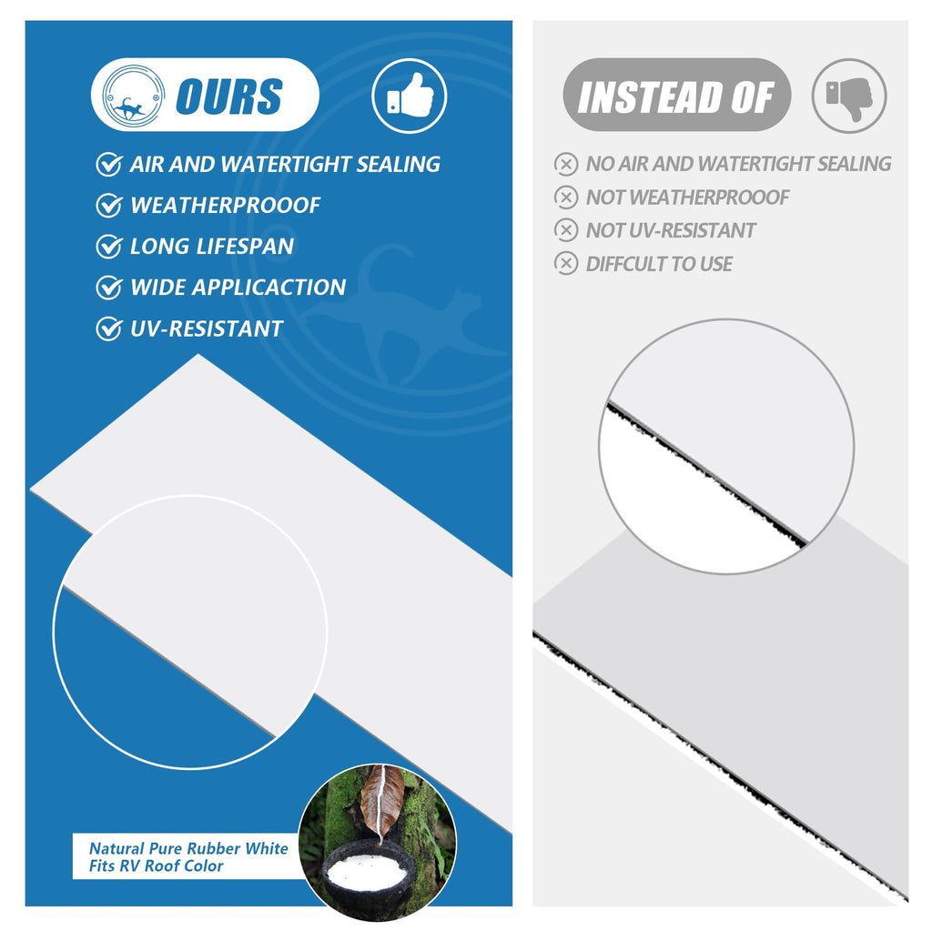 RV Roof Sealant Tape, 2 Inch X 50 Feet RV Repair Seal Tape for Camper Trailer Boat Seam Leaks Roofing, UV Resistant & Weatherproof, White