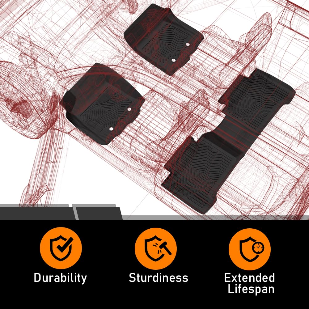 G-PLUS Floor Mats Fit for Toyota 4Runner 2013-2024/Fit Lexus GX460 2014-2023/Not Fit Vehicles with Vinyl Flooring, TPE Black,1st & 2nd Row 3pcs Mats
