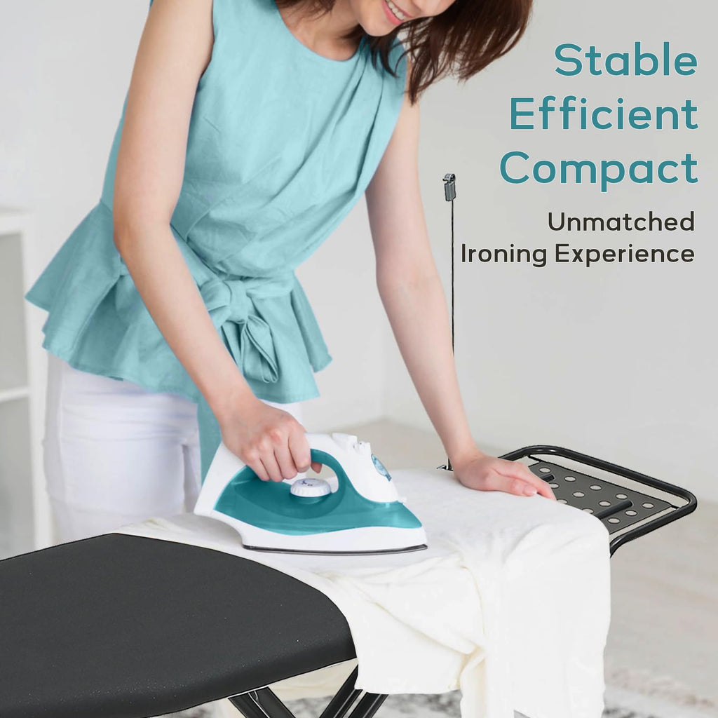 Ironing Board Full Size, RAINHOL 43"x13" Sturdy Iron Board with Iron Rest and Garment Rack, Height Adjustable Metal Construction with Ultra Thick Cover and Padding, Foldable and Heavy Duty