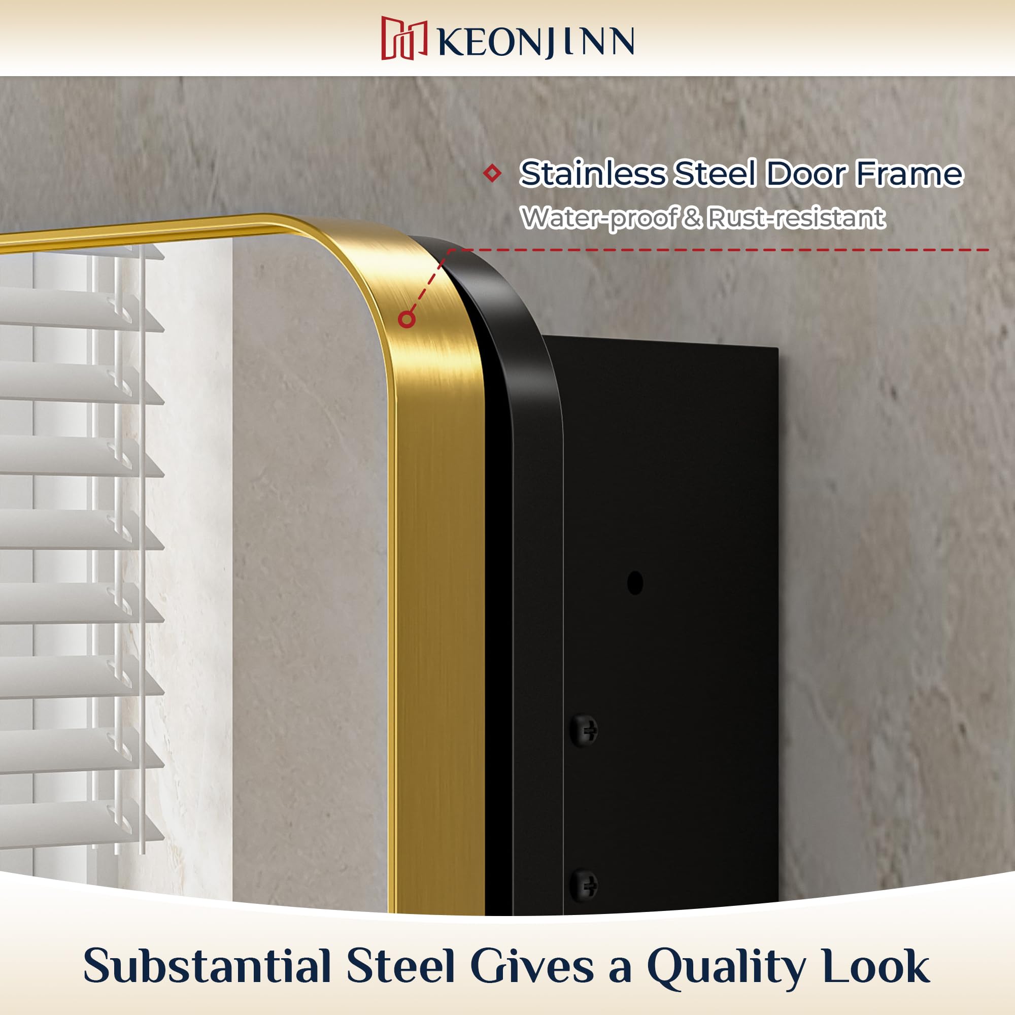Keonjinn 15 x 36 Inch Black Slim Medicine Cabinets, Narrow Bathroom Side Medicine Cabinet with Mirror, Stainless Steel Framed, Adjustable Shelves, Recessed or Wall Mount, Modern Farmhouse