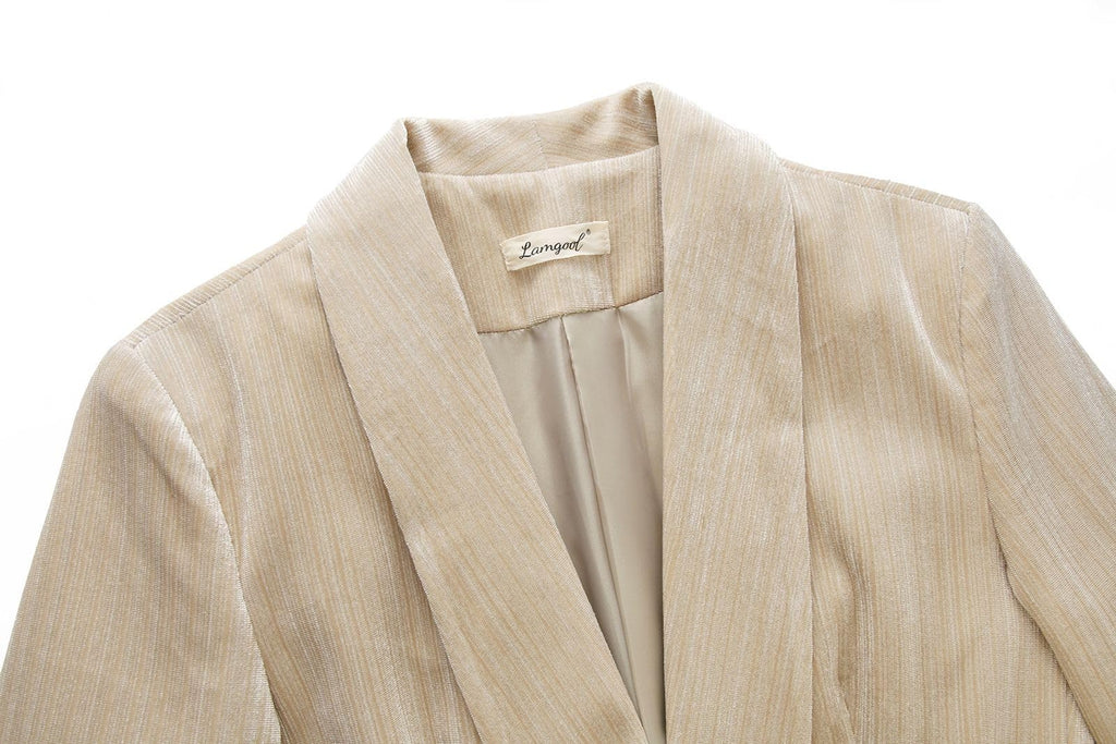 Lamgool Women Pantsuit Dressy Silver Thread Velvet 2 Piece Suit Set Blazer and Flared Pants