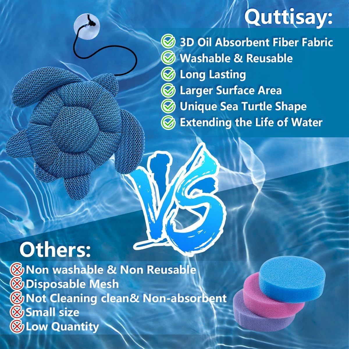 Quttisay Hot Tub Scum Absorber for Spa Hot Tub,Hot Tub Accessories for Adults,Hot Tub Sponge.Hot Tub Oil Absorbing Sponge for Spa & Pool Cleaner,Hot Tub Turtle Scum Absorber Keeps Water Clean,1 Pack