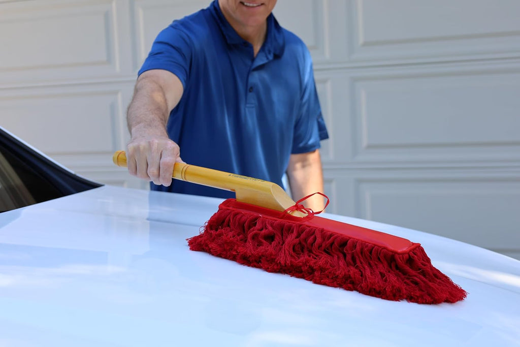 California Car Duster Heritage Edition Wood Handle and Cotton Mop 86242, Red