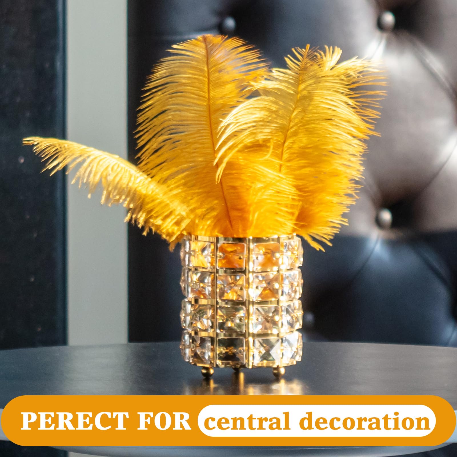Retrowavy 50 Pcs 14-16 Inches Large Natural Ostrich Feathers Bulk for Centerpieces for Wedding Party Centerpieces Home Decoration Flower Arrangement (Black)
