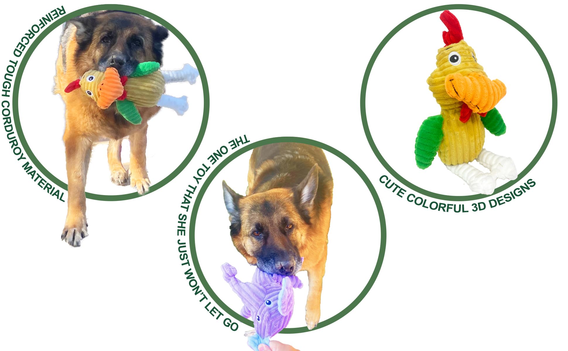 Jalousie Multipack Dog Squeaky Toys Strong Almost Indestructible, with Added Liner for Longer Play Dog Chew Toys (3 Pack - XLarge)