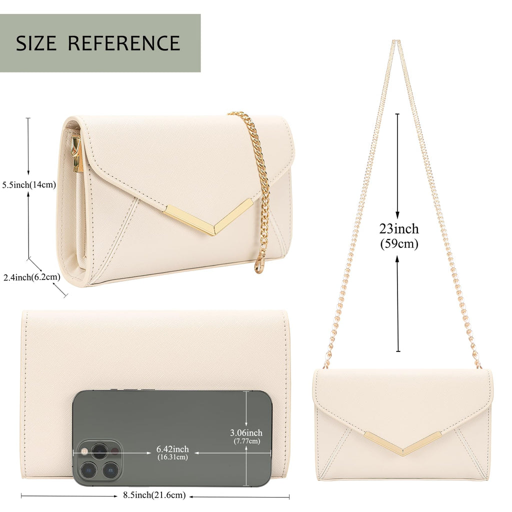 DEXMAY Women Envelope Clutch Faux Saffiano Leather Evening Handbag Foldover Clutch Bag Formal Dressy Purse