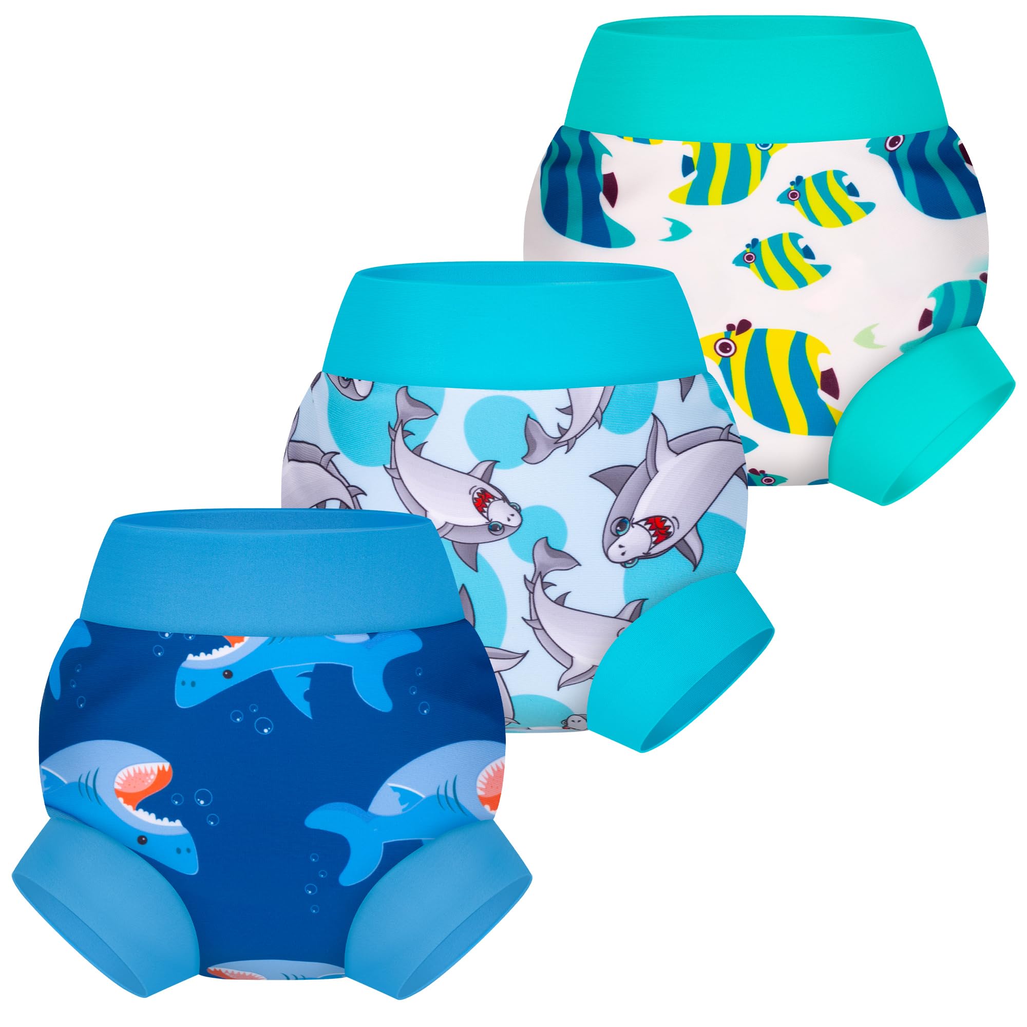 BIG ELEPHANT Baby Swim Diapers 3pcs, Reusable Adjustable Washable Waterproof Swimming Diaper for Boy's and Girl's 6Months - 5 Years