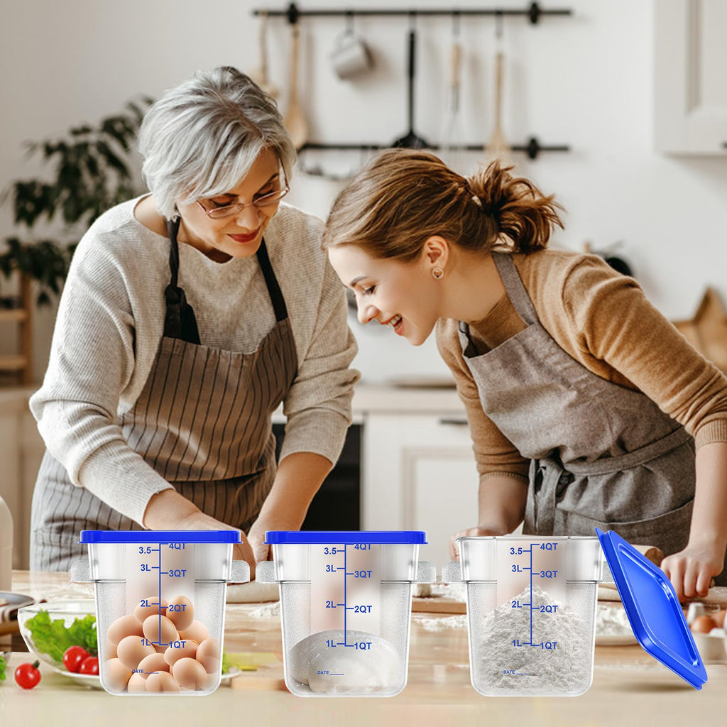 6 pcs 2qt Food Storage Containers with Lid, Square Clear Commercial Storage Containers with Handle and Scale for Food Storage in Home Kitchen & Dining (Green)
