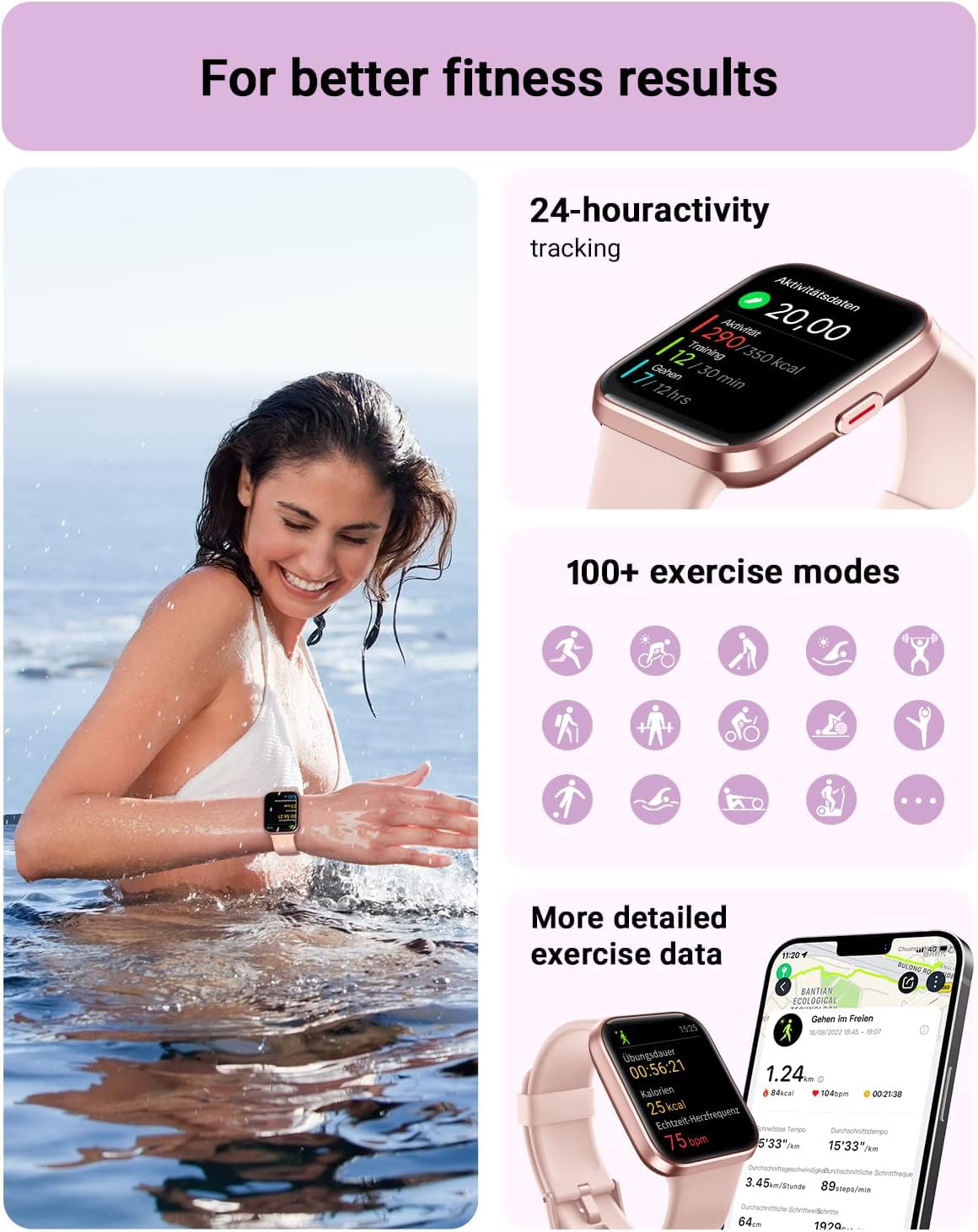 Tensky Smart Watch for Men/Women Android/iPhone/Samsung, Alexa Built-in, 1.8" Touch Screen Fitness Tracker with Answer/Make Calls, 3ATM Waterproof Heart Rate/Sleep/SpO2 Monitor, 120+ Sport Modes