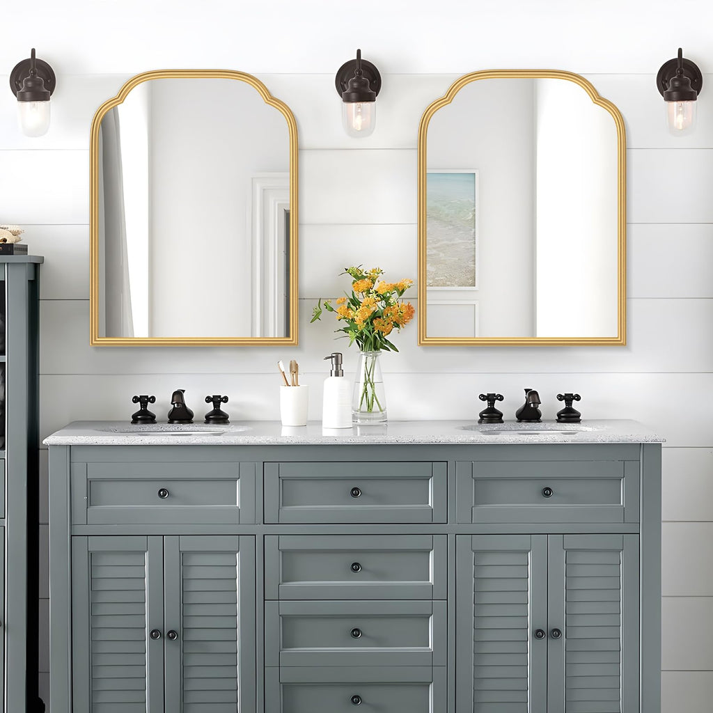 Ferytange 18X24 Inch Black Mirror for Wall with Metal Frame Rectangular Rounded Bathroom Vanity Mirror Anti-Rust, Hangs (Black 18" x 24")