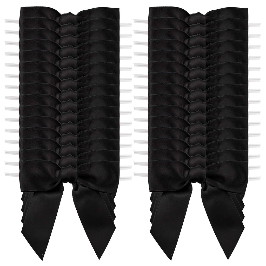 7Rainbows 50pcs Boutique 1.5" Black Satin Ribbon Mini Bows for Craft Sewing Scrapbooking Wedding and Gift Wrapping