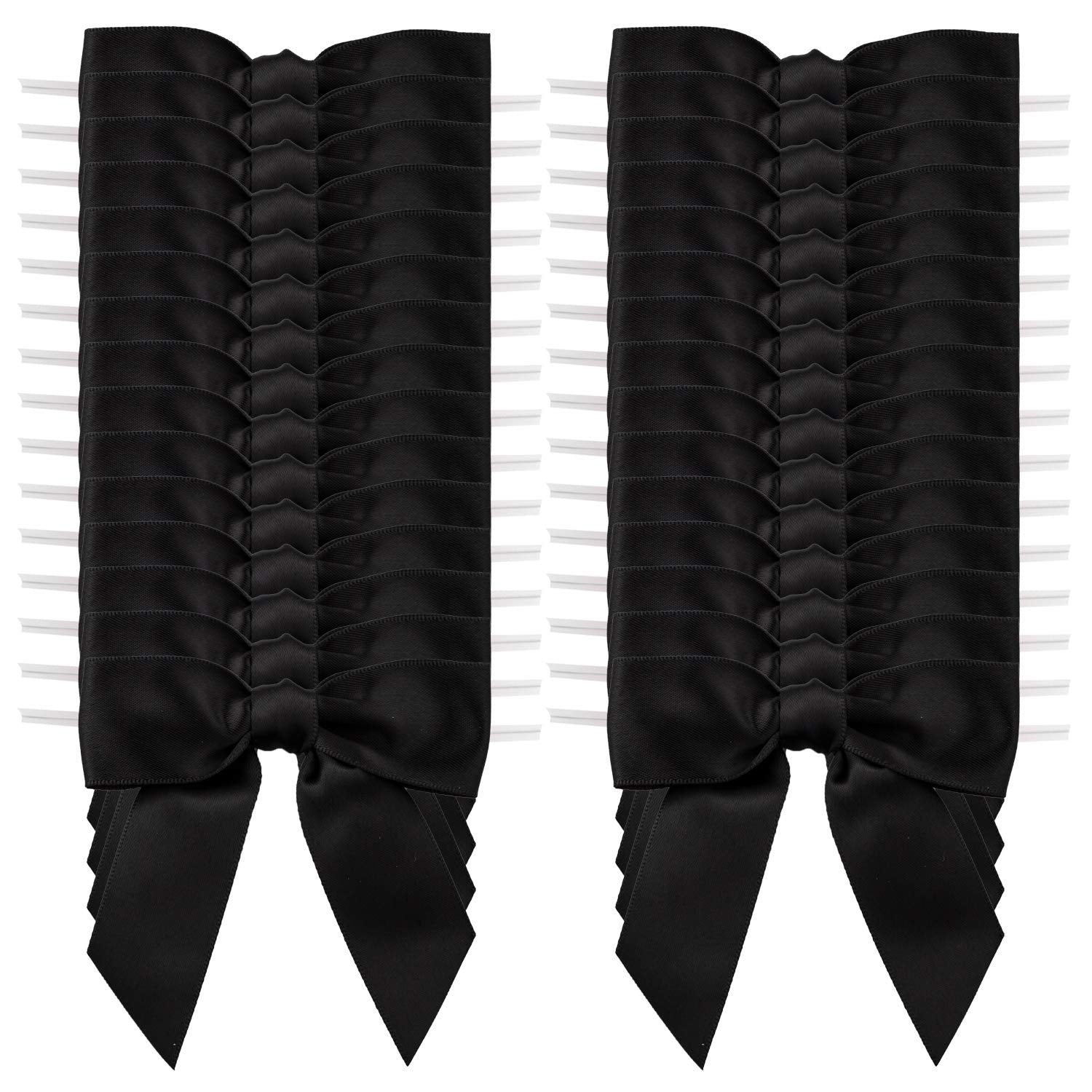 7Rainbows 50pcs Boutique 1.5" Black Satin Ribbon Mini Bows for Craft Sewing Scrapbooking Wedding and Gift Wrapping