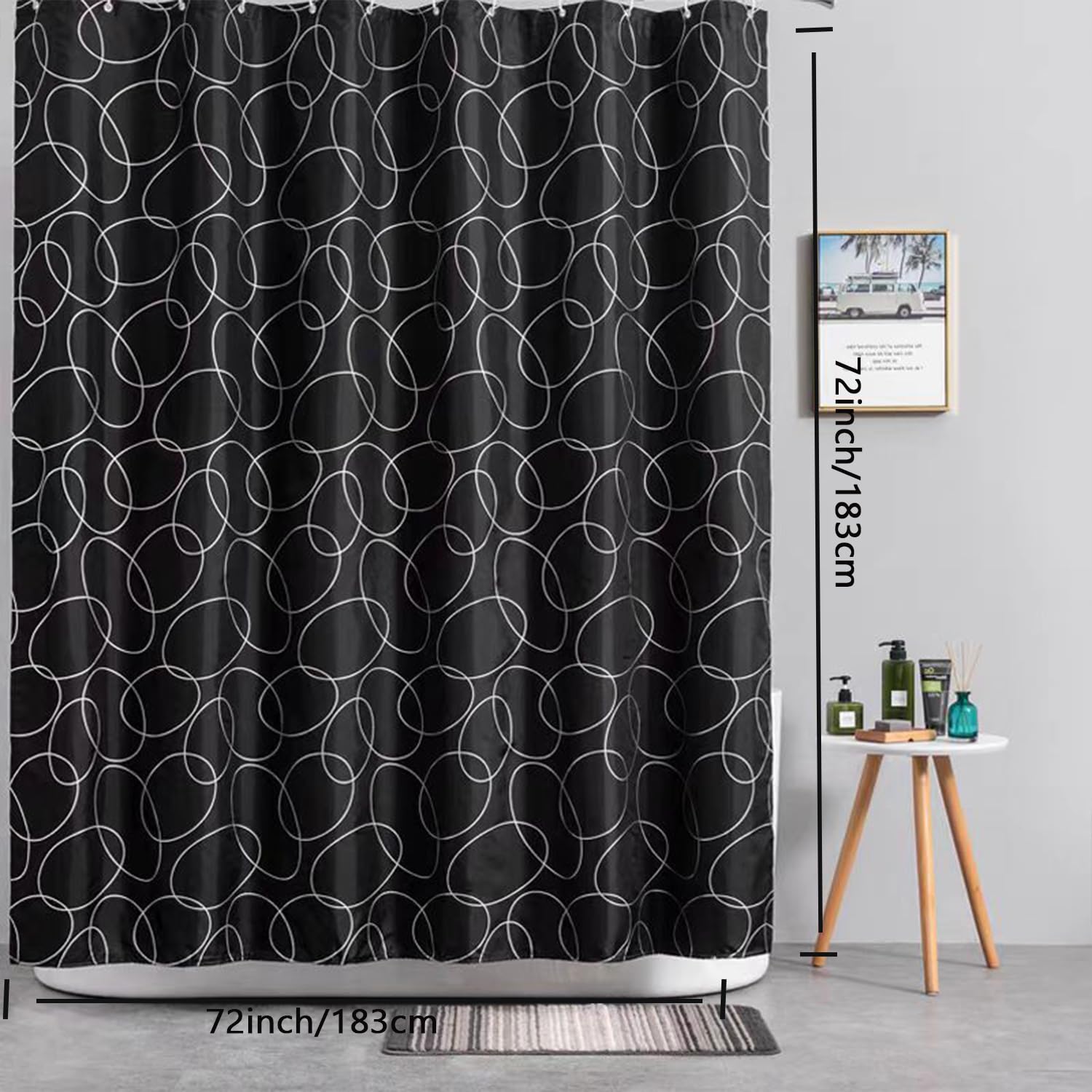 LLSCL Fabric Shower Curtain Liner with Magnets, Waterproof Hotel Quality, 72 x 72 Machine Washable
