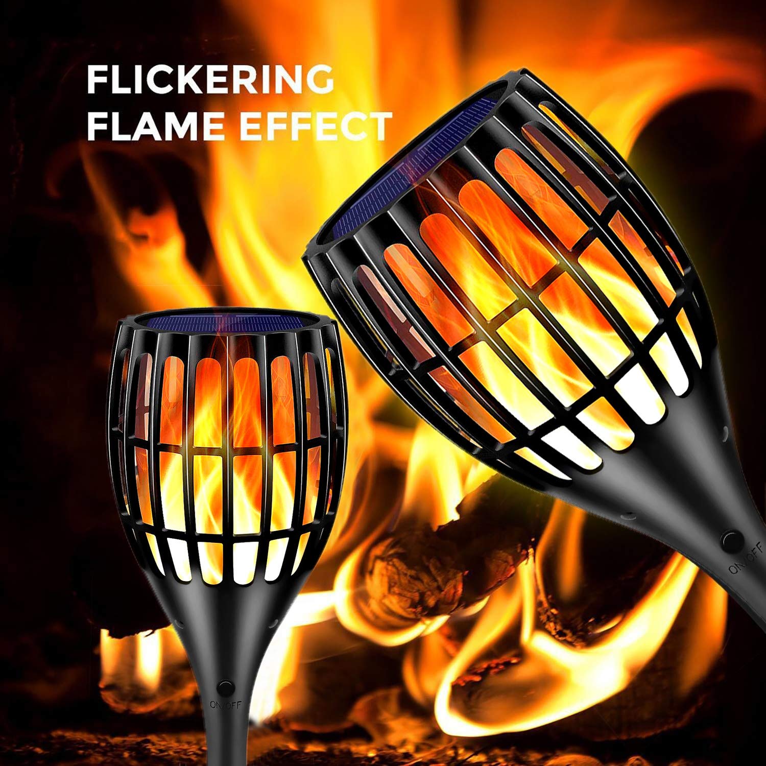 Solar Torch Lights, Waterproof Flickering Flames Torches Lights 43" Outdoor Solar Spotlights Landscape Decoration Lighting Dusk to Dawn Auto On/Off for Yard Patio Driveway, 1 Pack