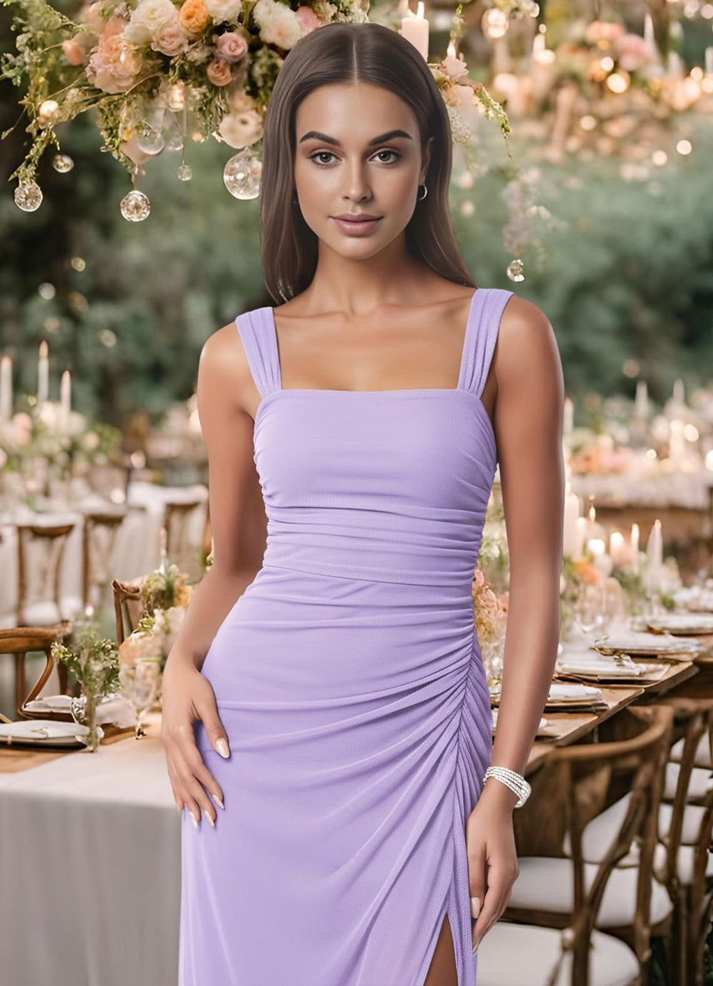 Women Sexy Mesh Tie Low Back Sleeveless Split Ruched Maxi Dress Party Cocktail Long Dress Wedding Guest Dresses