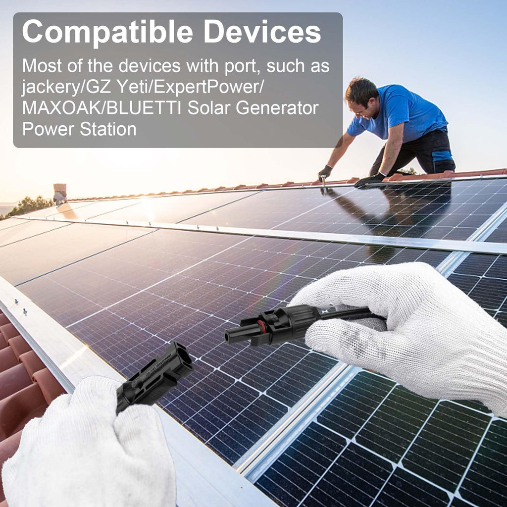 3FT 10AWG Solar Panel Extension Cable with Female and Male Connectors, Solar Cable for Solar Panels, Charge Controllers and Solar Generator (10AWG, 3FT)