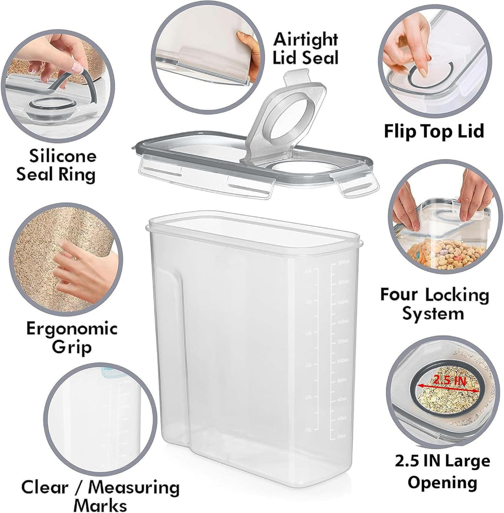 Shazo 2 Pack (6.3L / 213OZ) EXTRA Large Airtight Food Storage Cereal Containers for Bulk Food Storage BPA-Free Plastic Container, Pantry Organization and Canister for Rice, Pasta, Sugar & Flour