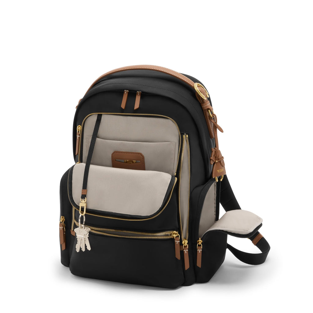 TUMI - Voyageur Celina Backpack - Women's Work and Travel Bag - 16.0" X 10.6" X 6.5" - Holds Up to 16" Laptop - Black & Gold Hardware