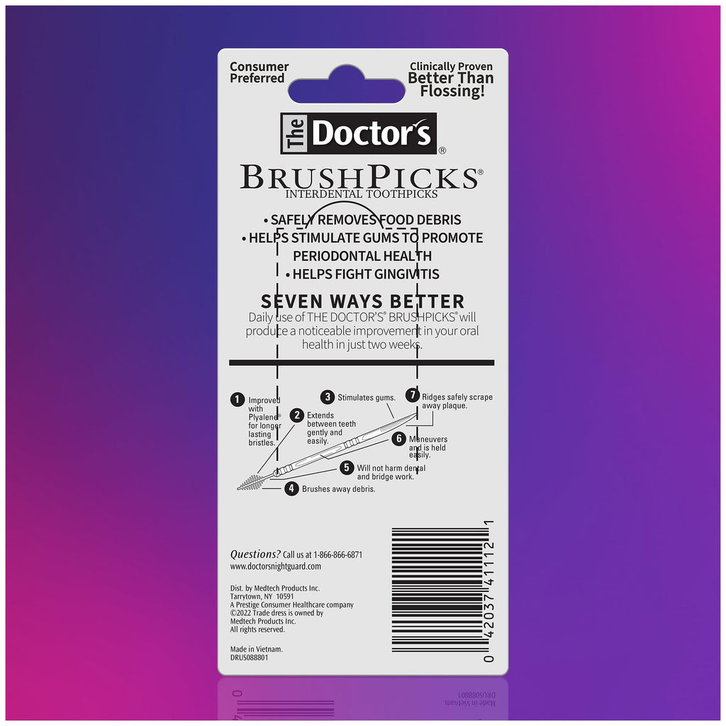 The Doctor's BrushPicks, Interdental Brushes & Dental Picks, Gently Remove Food Debris from Braces & Dental Work, 120 Count