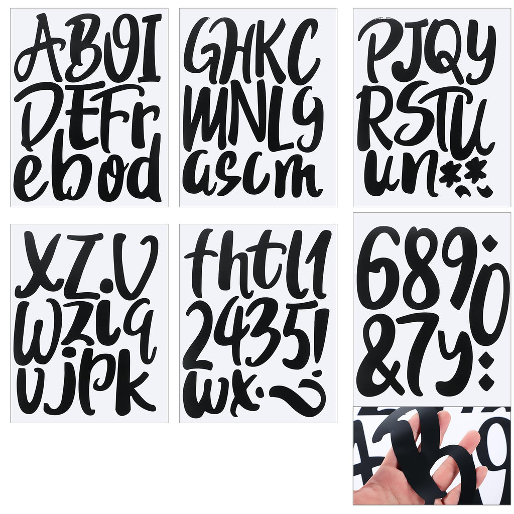 Outus 576 Pieces 8 Sheets Letters Stickers Self Adhesive Vinyl Letter for Graduation Cap Alphabet Number Stickers Mailbox Numbers Sticker, Decals for Classroom Decor Sign Door(Black,1 Inch)