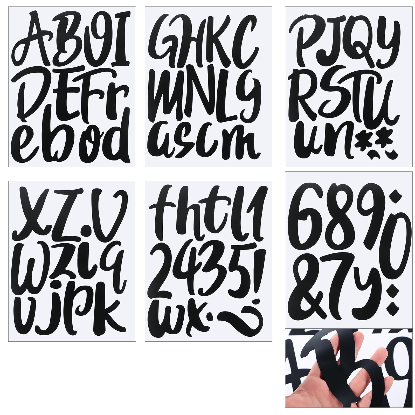 Outus 576 Pieces 8 Sheets Letters Stickers Self Adhesive Vinyl Letter for Graduation Cap Alphabet Number Stickers Mailbox Numbers Sticker, Decals for Classroom Decor Sign Door(Black,1 Inch)