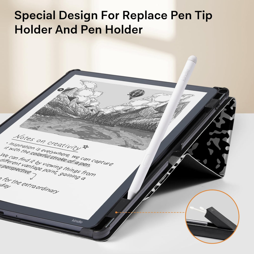 CoBak Stand Case for Kindle Scribe - Premium Folio Leather Cover with Pen Holder, Auto Sleep/Wake - Compatible with 10.2 Inch Kindle Scribe (2022/2024 Release)