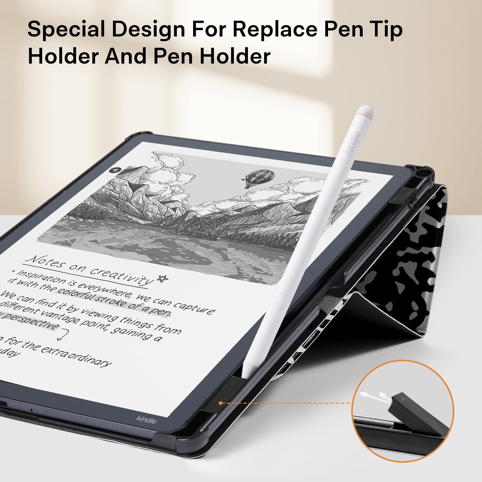 CoBak Stand Case for Kindle Scribe - Premium Folio Leather Cover with Pen Holder, Auto Sleep/Wake - Compatible with 10.2 Inch Kindle Scribe (2022/2024 Release)