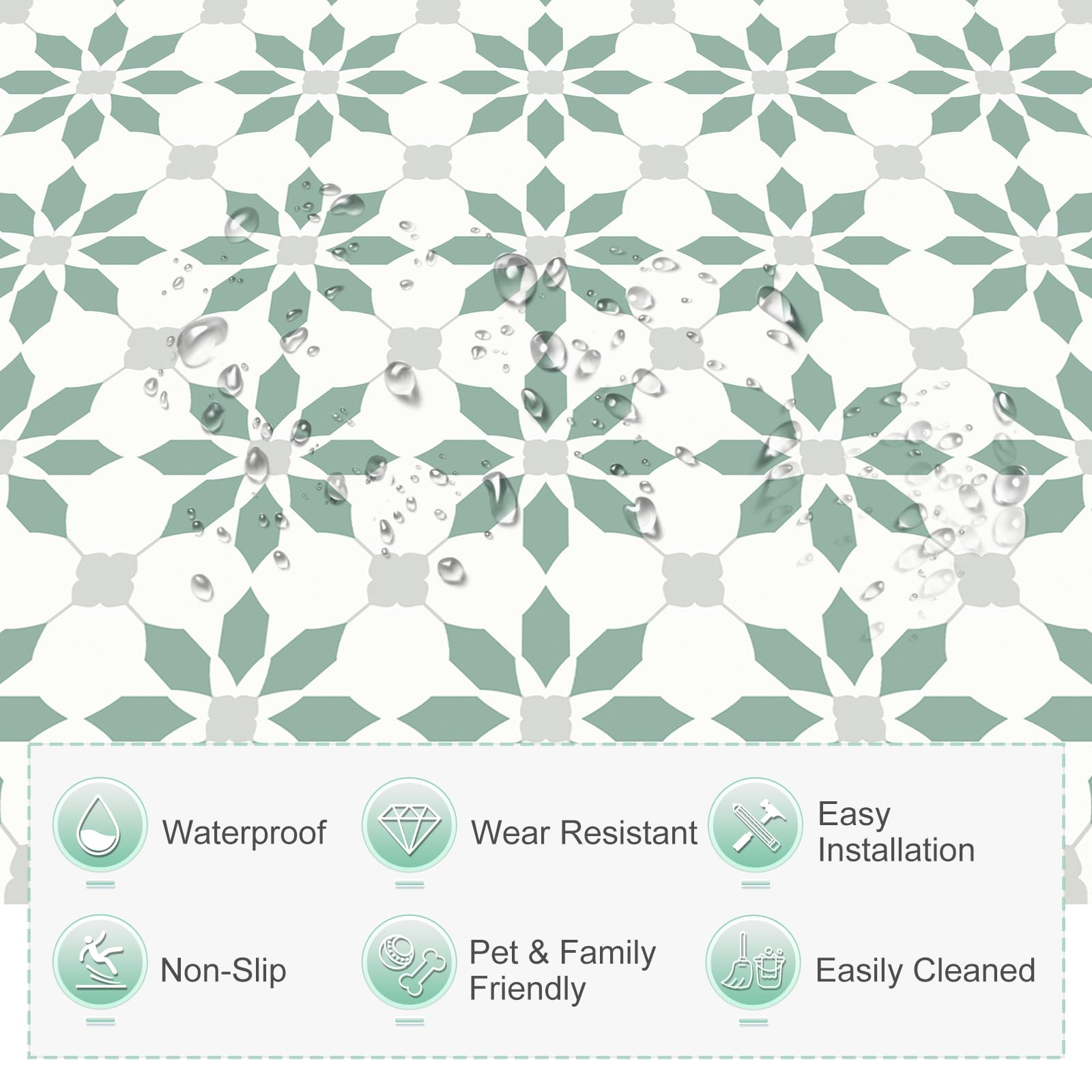 MORCART Peel and Stick Floor Tile, Self-Adhesive DIY Vinyl Flooring, Removable and Waterproof Tile Sticker for Bathroom, Kitchen, Wall, Bedroom, Stairs (20PCS,7.87" x 7.87",Aqua Blue)