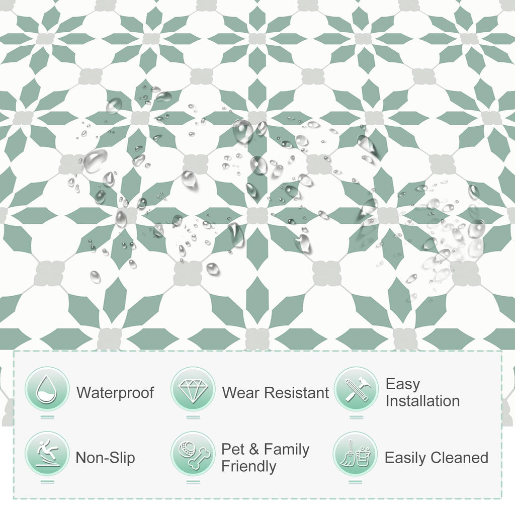 MORCART Peel and Stick Floor Tile, Self-Adhesive DIY Vinyl Flooring, Removable and Waterproof Tile Sticker for Bathroom, Kitchen, Wall, Bedroom, Stairs (20PCS,7.87" x 7.87",Aqua Blue)