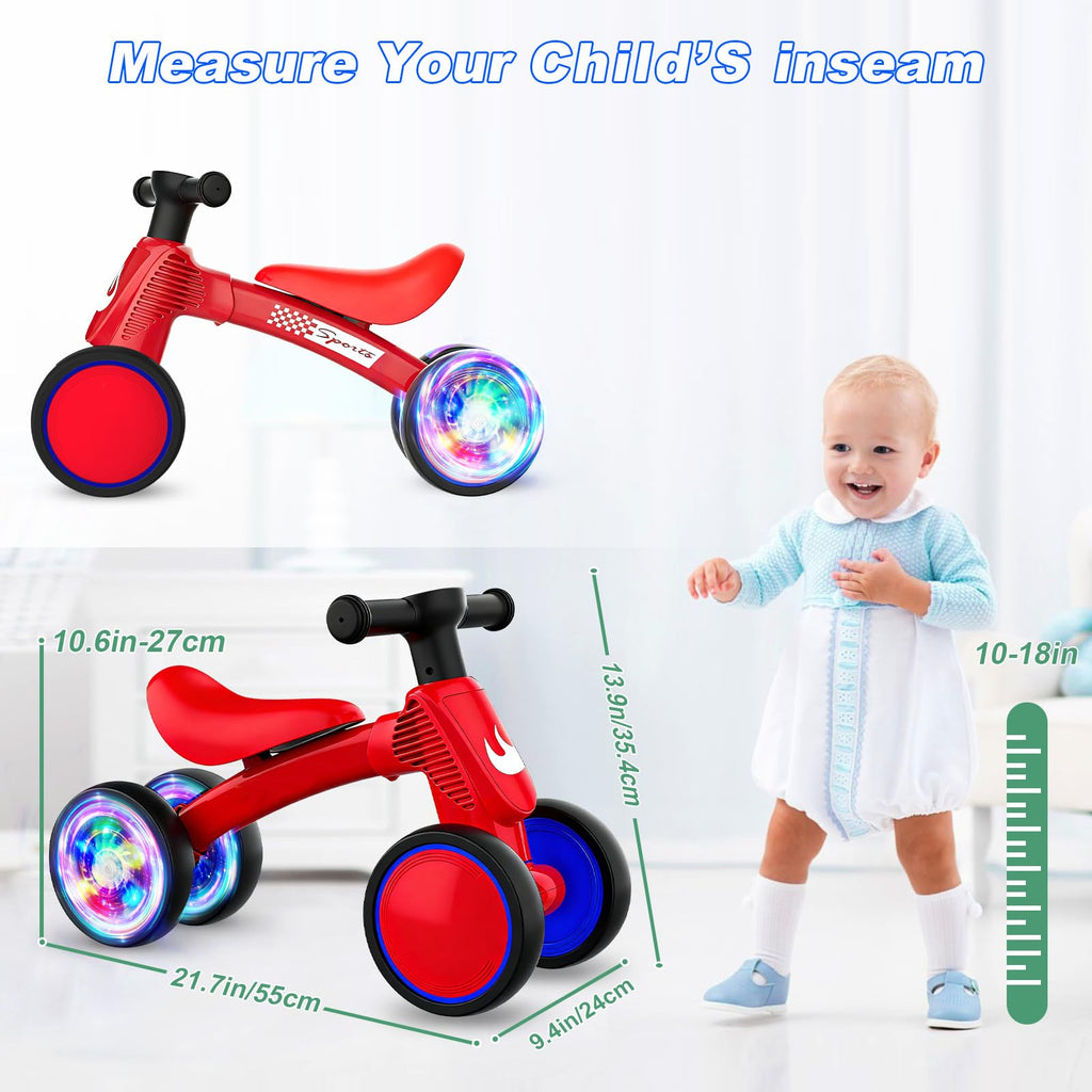 Colorful Lighting Baby Balance Bike Toys for 1 Year Old Boy Gifts, 10-36 Month Toddler Balance Bike, No Pedal 4 Silence Wheels & Soft Seat First Bike, One Year Old Boy Birthday Gift.