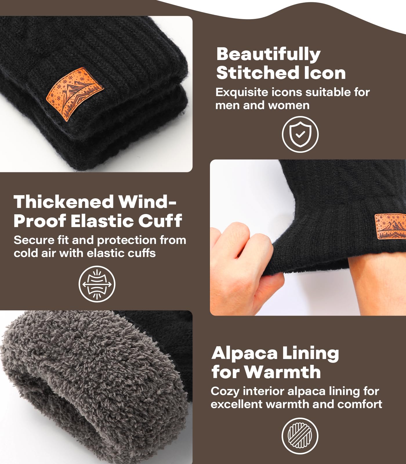 CHENMEI Winter Gloves for Men Women-Warm TouchScreen Cold Weather Gloves,Wool Knit Thermal Adults Gloves for Driving Texting