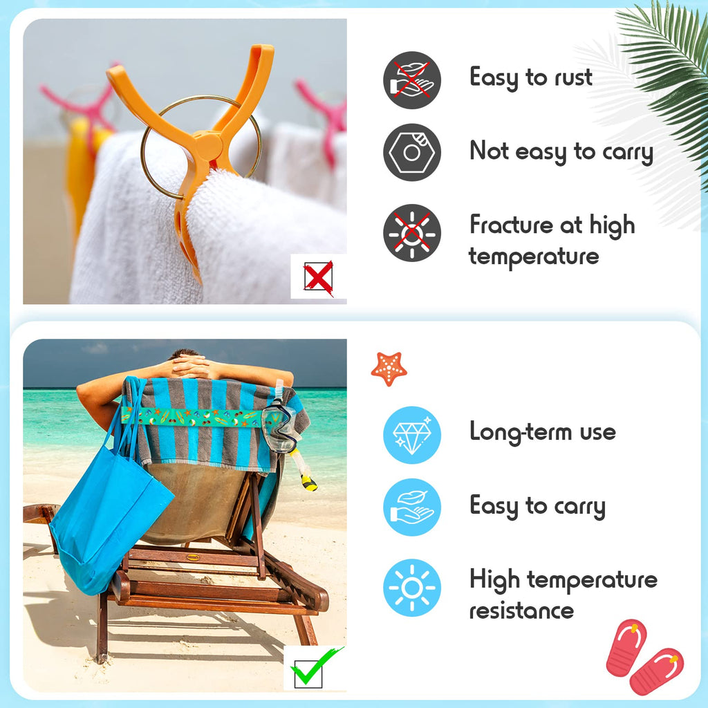 Boao 4 Pack Towel Bands for Beach Chair, Pool & Cruise Essentials, Elastic and Windproof, Towel Chair Clips Lounge Strap Holder, Cruise Ship Accessories (American Flag)