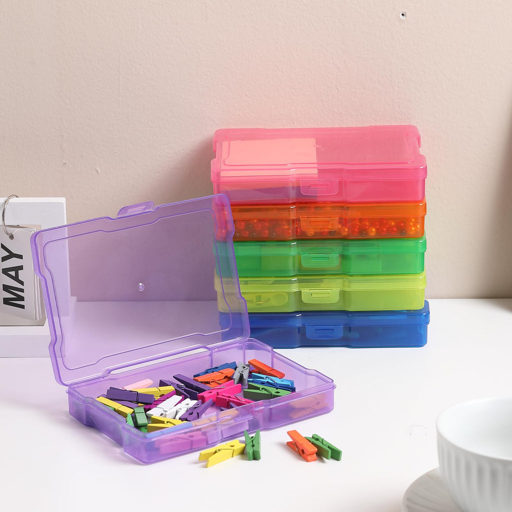 novelinks 12 Pack 4"x6" Photo Storage Boxes and Picture Organizer (Clear) | Photo Organizers and Storage, Task Boxes for Special Education, Picture Box, Photo Storage Containers, Flash Card Holder