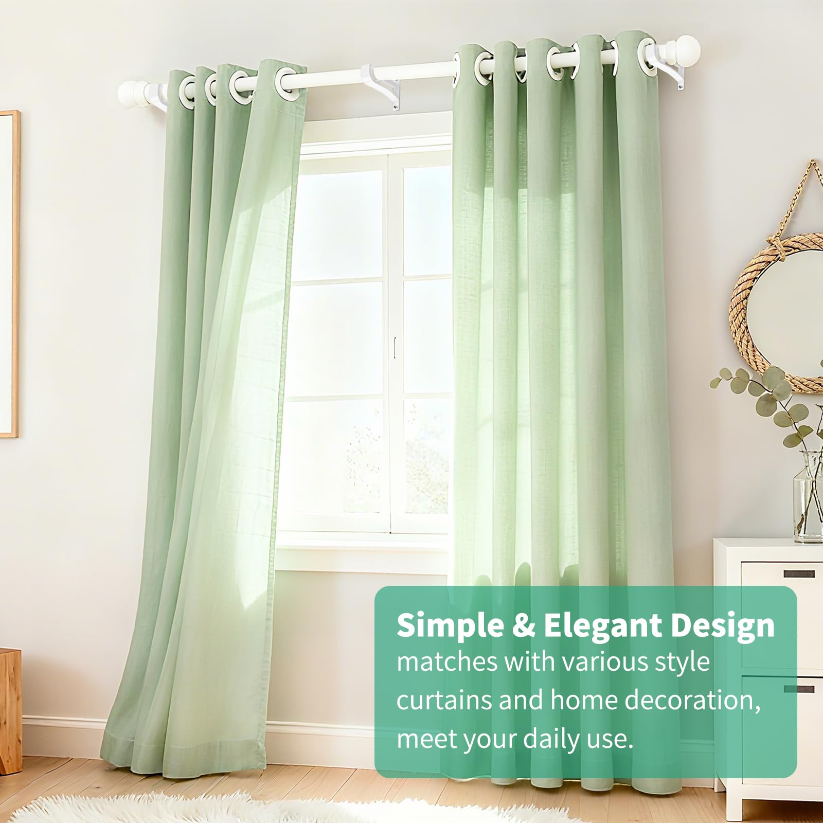KOLAKO Curtain Rod Brackets, Heavy Duty Black Curtain Rods Holders Hook Hangers for Wall Drapery Rod Bracket Support 1 Inch Rods, 2 Pack
