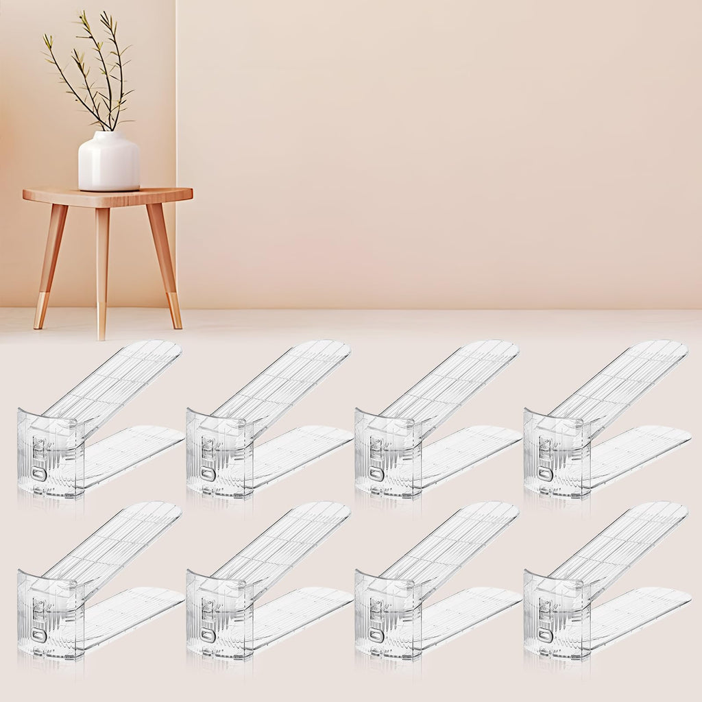 FENRUNXU Shoe Slots Organizer for Closet, Shoe Stacker Organizer Double Layer Stack Shoe Rack, Shoe Display Shelf 50% Space Saver Storage Holder for Closet, 12PACK