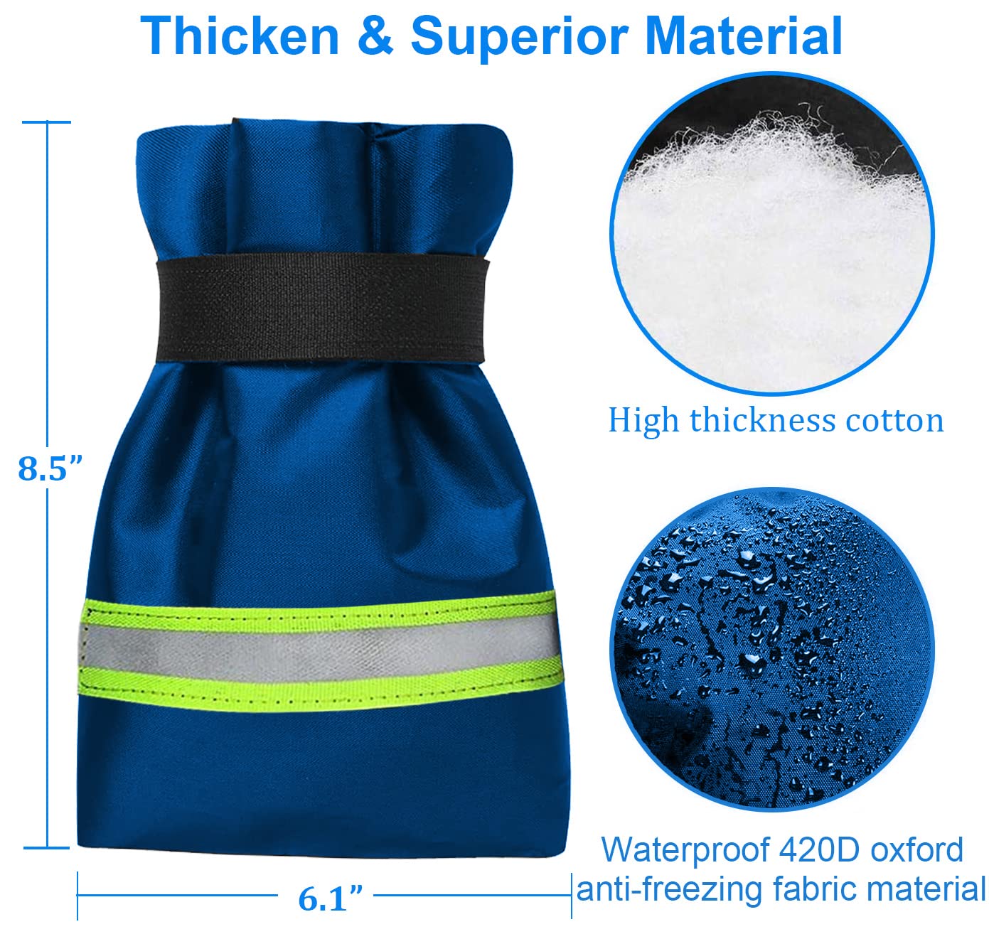 Outdoor Faucet Covers for Winter Freeze Protection, Upgraded Thicken 8.5" H x 6.1" W Outside Garden Faucet Socks for Winter Waterproof Reusable Hose Bibs Insulated Spigot Cover, 2 Pack Black