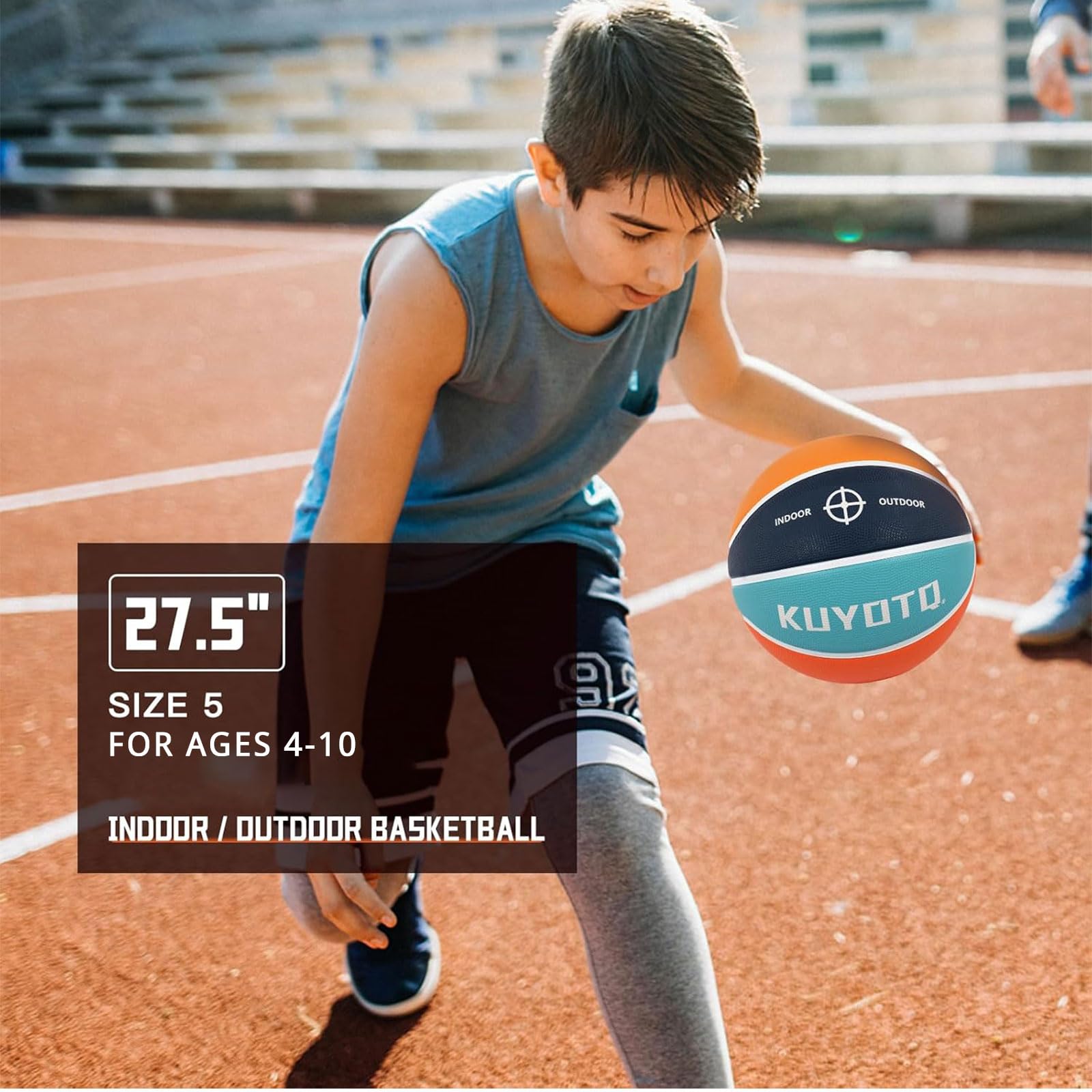 KUYOTQ Kids Youth Adult Size 3/4/5/6/7 (22/25.5/27.5/28.5/29.5") Basketball Premium Rubber or Faux Leather Basketball Indoor Outdoor Basketball for Boys Girls Womens Mens Basketball Gifts (Deflated)
