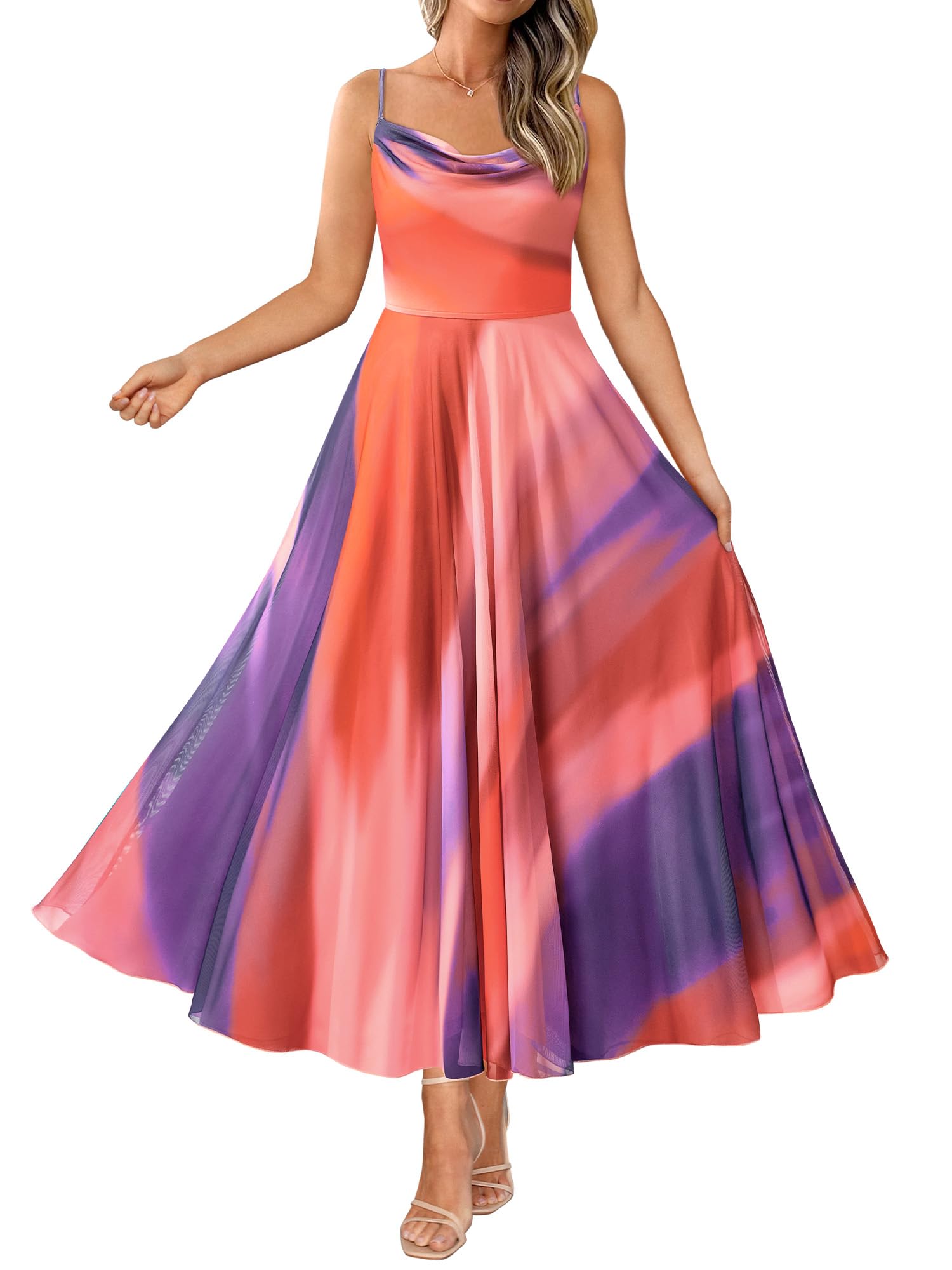 BTFBM Women Summer Floral Maxi Dresses Elegant Spaghetti Strap Dress Printed Party Dress Beach Long Dresses