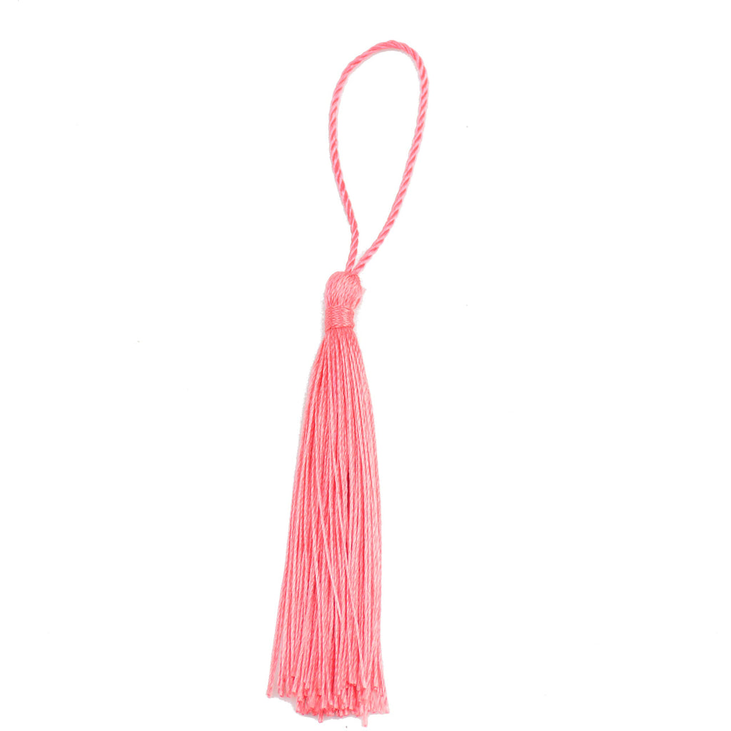 Makhry 100pcs 13cm/5 Inch Silky Floss Bookmark Tassels with 2-Inch Cord Loop and Small Chinese Knot for Jewelry Making, Souvenir, Bookmarks, DIY Craft Accessory (Dark Grey)