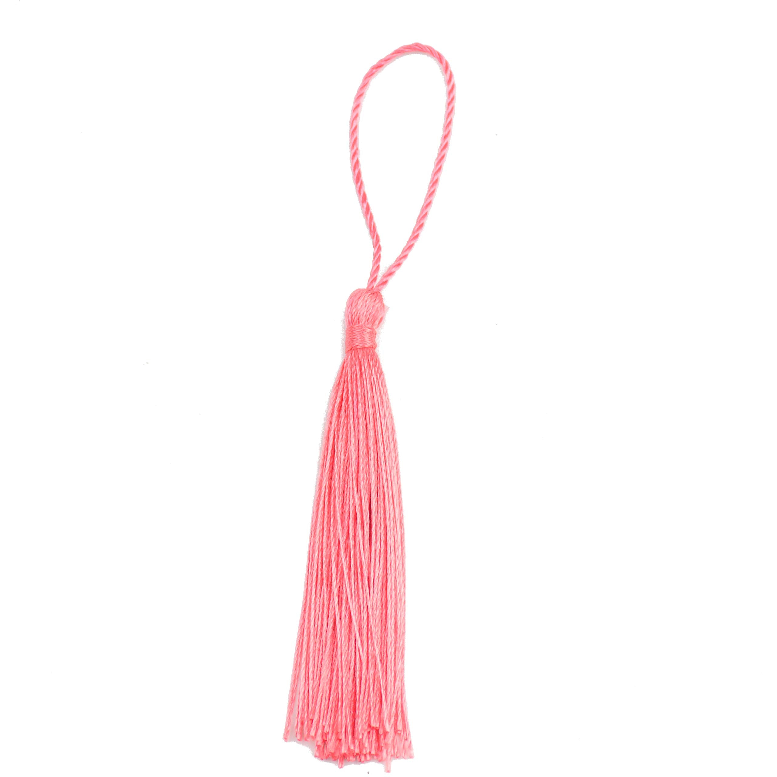 Makhry 100pcs 13cm/5 Inch Silky Floss Bookmark Tassels with 2-Inch Cord Loop and Small Chinese Knot for Jewelry Making, Souvenir, Bookmarks, DIY Craft Accessory (Dark Grey)